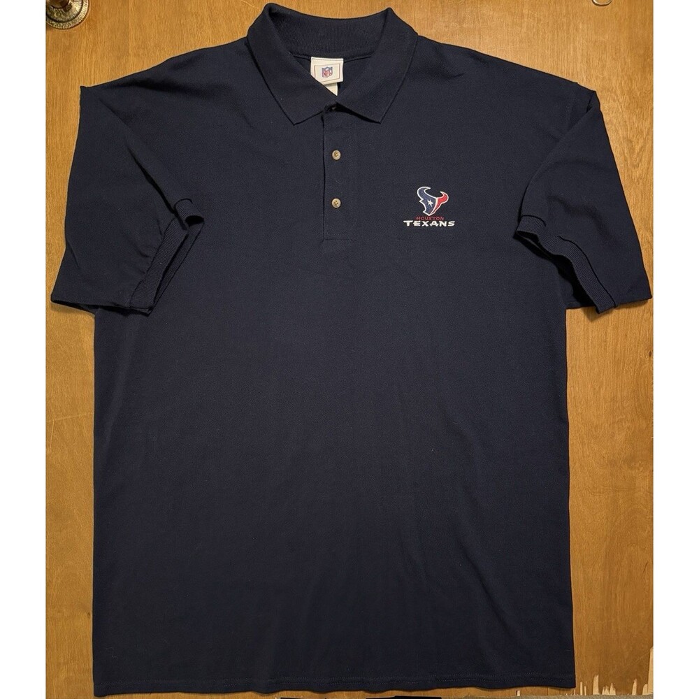 NFL Houston Texans 100% Cotton Navy Blue Knit Men's Polo Shirt XL